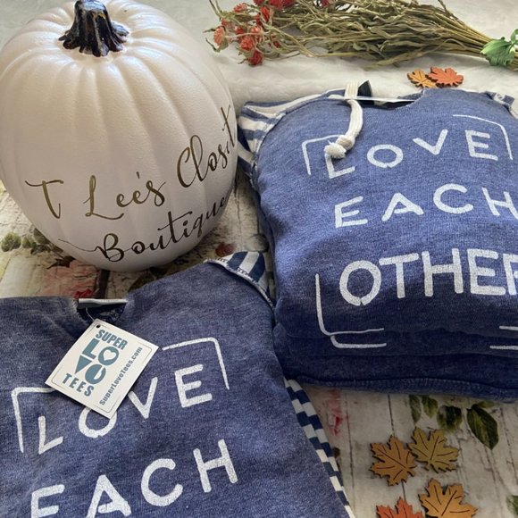 CLOSE OUT SALE! SuperLoveTees Love Each Other Fleece Hoodie With Stripes - Picture 9 of 13